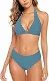 Aidotop Damen Bikini Set Triangel Badeanzug Strand Ties Zweiteiliger Bademode Bikinihose（30Blue2,L