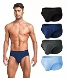 COLORFULLEAF Slip Herren aus Bambus Weich Unterhosen Männer Atmungsaktive Unterwäsche Basic Sport Slips 4er Pack(4C,L)