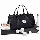 HYC00 Sport Duffel Bag Damen Handgepäck Sporttasche für Damen Herren mit Nassfach & Schuhfach, Reisetasche Damen Weekender Gym Travel Duffel Bags Schwimmtasche Yoga Bag Trainingstasche,Schwarz