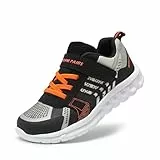 DREAM PAIRS Sneaker Unisex Kinder Turnschuhe Mädchen Atmungsaktiv Atmungsaktiv Sportschuhe Hallenschuhe Outdoor Laufschuhe,Size 35,Schwarz/Grau/Orange,KD18002K