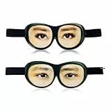 VIKSAUN 2 Stück Schlafmaske mit Augen, lustige Schlafbrille, Seidene Schlafmaske Augenmaske Augenschirm, Schlafbrille Bequem Lichtblockierende Augenmaske, für Yoga Reisen blockiert Licht (2 Stück)