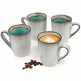 Sänger | Kaffeebecher Set Capri aus Steingut, 4-teiliges Kaffeetassen Set, Modernes und Einzigartiges Design 300 ml | PREMIUM COLLECTION