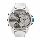 Diesel Herrenuhr Mr. Daddy 2.0, Chronographenwerk, 57 mm, weißes Edelstahlgehäuse mit Edelstahlarmband, DZ7419