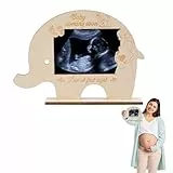 SUNYOK Ultraschallbild Bilderrahmen Elephant Baby Ultraschall Fotorahmen Schwangere Frau Bilderrahmen aus Holz Schwangerschaft Gescchenk für Werdende Mutter Babyparty Muttertag