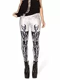 Nuofengkudu Damen Print Leggings Lange Hohe Taille Blickdichte Seamless Stretch Slim Fit Streetwear Strumpfhose Freizeitmode Hosen Yoga Hosen Laufhose (Weiß Schädel,One Size)