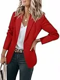 Cicy Bell Damen Langarm Casual Blazer Arbeit Büro Knopf Open Front Jacke Anzug Red S