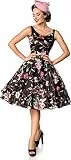 Belsira Retro Flower Dress Dark Mittellanges Kleid schwarz 4XL