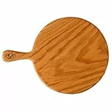 B4K® ⌀ 30 cm | Pizzabrett mit Griff aus Eichenholz | Antibakterielle Oberfläche | Geölt | Zweiseitig verwendbar | Tranchierbrett | Küchenbrett | Frühstücksbrett | Servierbrett