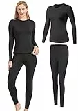 UNIQUEBELLA Damen Thermo-unterwäsche Set, Thermoshirt Langarm, Skiunterwäsche Damen Winter Funktionsunterwäsche Set, Winter Thermo Base Layer für Alltag für Skifahren Wandern Joggen Sport