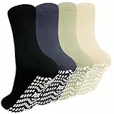 PUTUO ABS Rutschfeste Socken für Herren: Stoppersocken Männer Antirutsch Socken mit Noppen Herren Baumwolle Sport Noppensocken 4 Paar