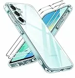 ivoler Nie Vergilbung Klar Hülle für Samsung Galaxy A16 4G / A16 5G, 1 Handyhülle mit 2 Stück Panzer Schutz Glas, [Militärischer Schutz] Stoßfest Transparent Schutzhülle Dünn Durchsichtige Case
