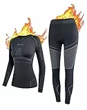 NOOYME Thermounterwäsche Damen Atmungsaktiv und Thermowäsche Set Funktionswäsche Anti-bakteriell und Flexibel Skiunterwäsche Warme Unterwäsche für zu Hause und Sport im Herbst Winter