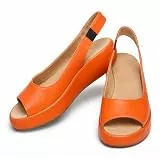Generisch OrthoSandale — Schmerzlindernde Komfort-Sandalen Damen Bequem mit Ergonomischem Fußbett | Flache Sommerschuhe mit Breiter Zehenbox & Rutschfester Sohle für Langes Stehen & Gehen (Orange,41)