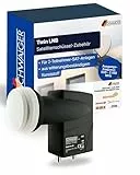 SCHWAIGER Twin LNB digital I Low Noise Blockconverter für 2 Teilnehmer I witterungsbeständig & robust für störungsfreien SAT-Empfang I geeignet für Multifeedanlagen I Satellitenschüssel-Zubehör
