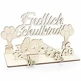 MONCAP Endlich Schulkind Geldgeschenk Holz Einschulung Geldgeschenk Schulanfang Geld Geschenk Tischdeko mit ABC Kreative Schultüte Füllung Schulkind Geschenk für Junge Mädchen Einschulungsgeschenk