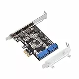 ASHATA PCI Express Controller, PCI-E Erweiterungskarte Mit 2X Intern USB 3.0 19-Pin Anschlüssen, Super Speed Adapter Für WinXP/7/8/8.1/10