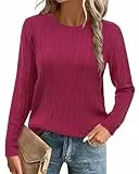 Arach&Cloz Pullover Damen Herbst Winter Strickpullover Langarm Stricken Shirt Tops Casual Rundhals Blusen