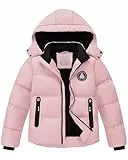 Zoofly Winterjacke Mädchen Kinder Jacke Warm Gefüttert Puffer Jacken Kinderjacken Winter mit Abnehmbar Kapuze Wanderjacke, Rosa 116 (XS)