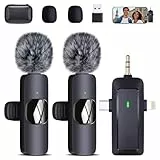 QINOJA Wireless Lavalier Mikrofon für iPhone/Handy/Kamera/Computer - 4 in 1 Ansteckmikrofon Kabellos für Videoaufzeichnung, Live-Streaming, Vlog, TikTok