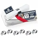 Amalindo Stoffservietten weiß (12er-Pack, 46 x 46 cm) aus 100% Baumwolle mit Serviettenring- nachhaltige Baumwollservietten - weiße Servietten Stoff für Mittagessen, Hochzeiten, Events und Party