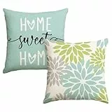 Artoid Mode Grün Dahlien Blumen Frühling Kissenbezüge 2er Set, 45x45 cm Zierkissenbezug Cushion Cover Couch Wohnzimmer Außenbereich Deko