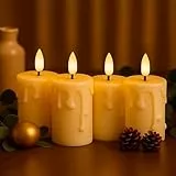Ideen mit Herz LED-Kerzen mit Echtwachsbeschichtung | 4 Stück | cremefarben | Weihnachten | Advent | warmweiß | realistischer Flammen-Effekt | Timer-Funktion | batteriebetrieben