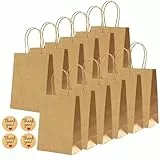 NADSSJL Papiertüten Bunt, 30 Stück Geschenktüten, Papiertüten mit henkel, Candy Tüten zum Verpacken von Kindergeburtstag, Party, Geschenken, Hochzeiten, Feiern(15 x 8 x 21 cm, mit Aufkleber)