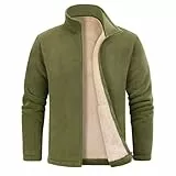UMIPUBO Fleecejacke Herren Winter Warm Jacket Outdoor übergangs Jacken mit Reißverschluss Mens Strickjacke Fleece Wanderjacke Dick Mantel(Grün,XL)