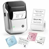 NIIMBOT B1 Etikettendrucker mit Wasserfeste Etiketten Selbstklebend, Tragbarer Beschriftungsgerät Bluetooth Label Printer Aufkleber drucker für schulbedarf, Preisschilder, Logo, Adresse, Silber