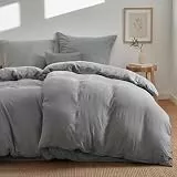 Dreamzie Bettwäsche-Set 135x200 aus Baumwoll-Perkal – Anthrazit – Bettbezug 135x200 und 2X Kissenbezug 80x80 cm – Oeko-Tex Zertifiziert
