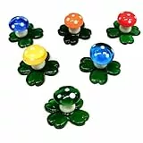 6 Bunte Glückspilze auf Kleeblatt aus Glas - Größe 3,5 cm - herzige Glücksbringer für Silvester Geburtstag Hochzeit aus Wien –Vienna (722)