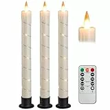 Da by Stick LED Kerze mit Timer-Funktion, Funkelnde Flamme Kerze mit Fernbedienung, Märchen LED Kerze 3 Stück (2 x 25CM) Für Weihnachtsdekoration, Raumdekoration, Hochzeit (Elfenbein)