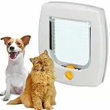 Ferplast Katzenklappe, Hundeklappe, Katzentür für glasscheiben, Pendeltür für Katzen und Kleine Hunde, 4-wege steuerbarer Ein- und Ausgang, Teiltunnel, SWING 3 Haustierklappe, Weiß