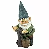 Design Toscano Wasserpumpen Pete, Gartenzwerg Statue, Handgegossen mit echtem Steinsplitt, Vollfarbig, Freestanding, Outdoor, Zeitgenössisch, Gnomes, Pete, Gartenzwerg