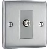 BG Electrical NBS64-01 Satellitenanschlussdose, gebürsteter Stahl, 8,6 x 8,6 x 2,0 cm