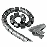 Hama Kabelschlauch mit Einziehhilfe (Flexibler Kabelkanal für Kabelmanagement und Kabelschutz, Kabelspirale für Flexible Bündelweite, Kunststoff, Ø 30 mm, 1,5m) Silber