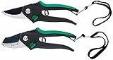 Brüder Mannesmann Gartenscheren-Set, Leichtmetall-Amboss-Astschere, Blumenschere mit rostfreien, gehärteten Klingen und ergonomischen, langlebigen, rutschfesten Griffen | M63202