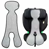 HECKBO Kinder Sitzauflage Sommer Antischwitz für Kinderwagen - Gruppe 1 - Autositz mit 3 Punkt 5 Punkt Gurt für Kinder Matte - Mädchen Jungen grau
