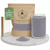 NaDeco Kerzensand mit Docht 400g, Kerzen selber Machen, Kerzenwachs & Kerzendocht, Farbwachs Wax Perlen Kerze Candle Sand, Pflanzliches Wachs Granulat, DIY Basteln Home Deko, Grau