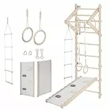MAMOI® Indoor Klettergerüst, Zimmerleitern, Turnringe für Erwachsene, Kletterwand und Trainingsgeräte, Turngerät mit Klimmzugstange für den Innenbereich, Sportgerät