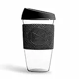 Neon Kactus mundgeblasener Tumbler Becher aus Borosilikatglas wiederverwendbare Kaffeetasse mit Deckel welcher und Thermohülle wiederverwendbarer Reisebecher mit Strohhalm
