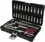 KS Tools 917.0648 1/4 CLASSIC Steckschlüssel-Satz, 48-teilig, Sechskant, FlankTraction-Profil, matt satiniert, Chrom Vanadium, Sechskantschlüssel, Umschaltknarre, Bit-Stecknuss, Verlängerungen, Sechskantstecknuss etc. in stabilem Kunststoffkoffer Schwarz Grau Rot