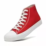 sharllen Unisex Sneaker Stoffschuhe Damen Herren Canvas Schuhe High Top Turnschuhe(red 255)