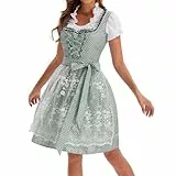 LCpddajlspig Dirndl Damen: Dirndlkleid Set Midi Lang Trachtenkleid Outfit Trachtenmode Trachtenkleider Trachtenrock Kleid für Oktoberfest Besondere Anlässe S-3XL