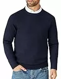 COOFANDY Pullover für Herren Strickpullover Langarm Herrenpullover Einfarbig Business Pullover Dünner Sweater mit Rundhalsausschnitt Pulli Navy Blau XL