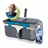 LICHTERBLITZ Fensterreiniger Set komplett |Professionell Fenster putzen| Inkl. Fensterabzieher, 12-Liter-Eimer mit Ablage, Abzieher, Wischer, Mikrofastertuch & Reinigungsmittel | für Haus & Auto