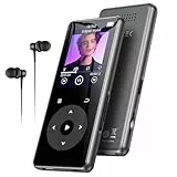 AGPTEK MP3 Player mit Bluetooth, 1,8 Zoll MP3-Player mit Lautsprecher, Kopfhörer & FM-Radio, HiFi-Sound Music Player für Sport, ohne​ internen Speicher, unterstützt bis zu 128 GB (Schwarz, 0GB)