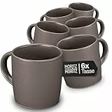 Moritz & Moritz NORDIC Kaffeetassen Set 6-teilig Grau - ca. 300ml aus hochwertigem Steinzeug - Stilvolles Design mit Henkel - Tassen mit Henkel für Kaffee, Tee, heiße Schokolade, Cappuccino