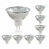 Caldarax 8 Stück MR16 GU5.3 35W Halogenstrahler 12V, 2700K Warmweiß Dimmbar, 400LM, Halogen Reflektor Glühbirne, 2 Bi-Pin Base Halogen Spot, 36° Abstrahlungswinkel, für Deckeneinbau Schienenlampen