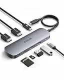 Anker Nano 8-in-1 USB C Hub, Dual-Monitor Docking Station mit 4K@60Hz HDMI, 1× USB-C (10 Gbit/s), 2× USB-A 3.0, 85W PD, SD-/TF-Kartenleser, für Dell-, Lenovo-, HP- & Windows-Laptops (ohne Netzteil)